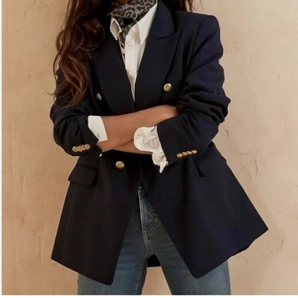Banana Republic Women's Double Breasted Cadet Blazer in Black Size 4